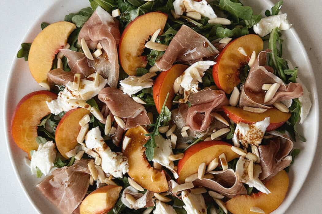 Easy Peach and Prosciutto Salad with Fresh Mozzarella